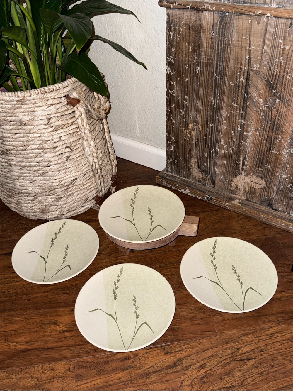 Set (4) Mikasa SOFT BREEZE PATTERN Salad Plates